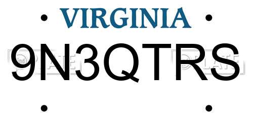 9N3QTRS Virginia License Plate