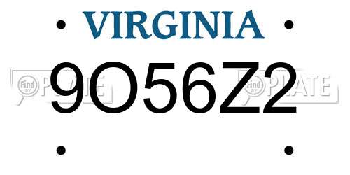 9O56Z2 Virginia License Plate