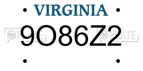 9O86Z2 Virginia License Plate