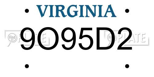 9O95D2 Virginia License Plate
