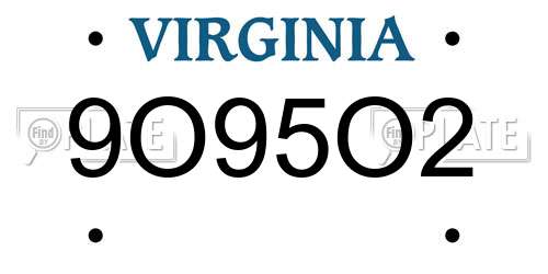 9O95O2 Virginia License Plate