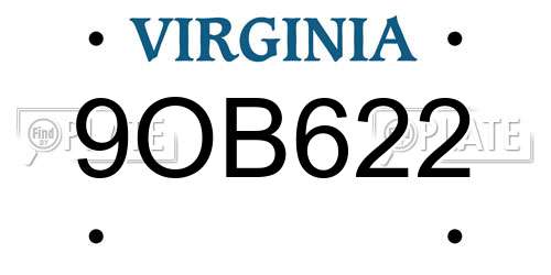 9OB622 Virginia License Plate