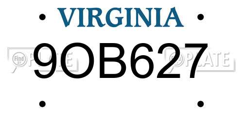 9OB627 Virginia License Plate