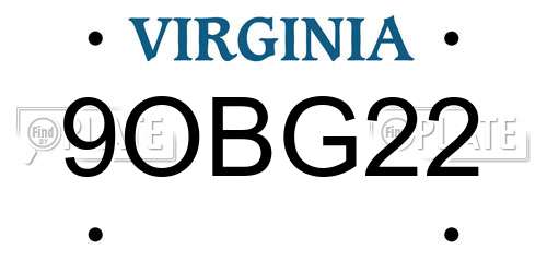 9OBG22 Virginia License Plate
