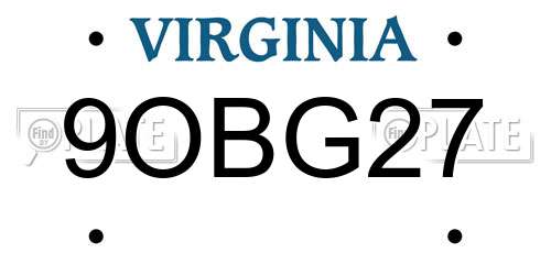 9OBG27 Virginia License Plate