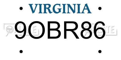 9OBR86 Virginia License Plate