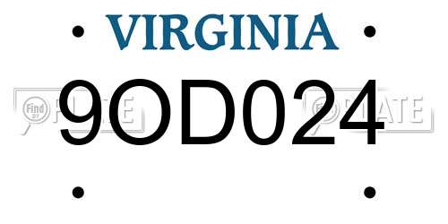 9OD024 Virginia License Plate