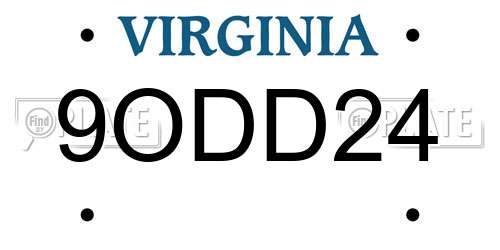 9ODD24 Virginia License Plate