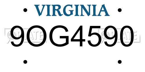 9OG4590 Virginia License Plate