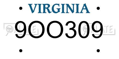 9OO309 Virginia License Plate
