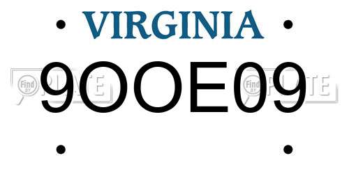 9OOE09 Virginia License Plate