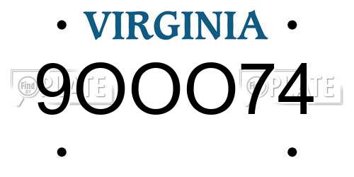 9OOO74 Virginia License Plate