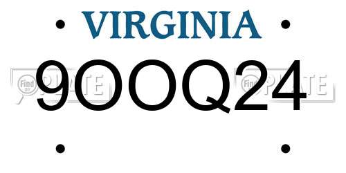 9OOQ24 Virginia License Plate