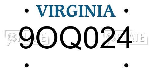 9OQ024 Virginia License Plate