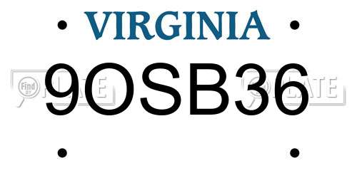 9OSB36 Virginia License Plate