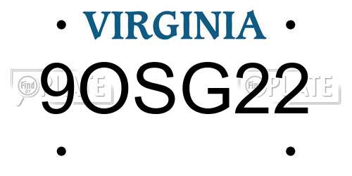 9OSG22 Virginia License Plate
