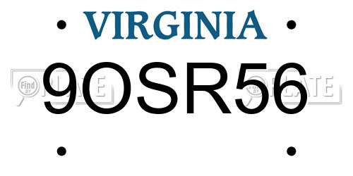 9OSR56 Virginia License Plate