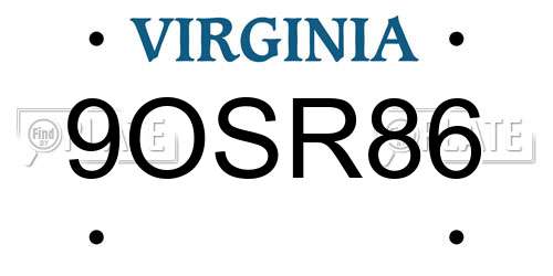 9OSR86 Virginia License Plate