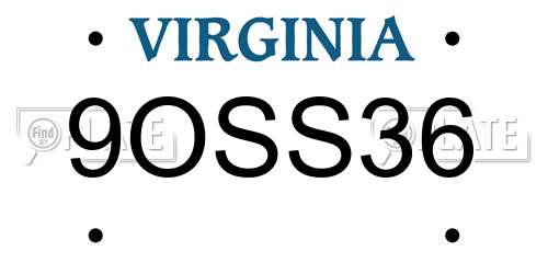 9OSS36 Virginia License Plate