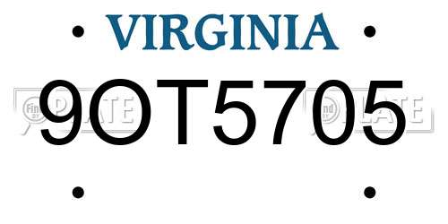 9OT5705 Virginia License Plate