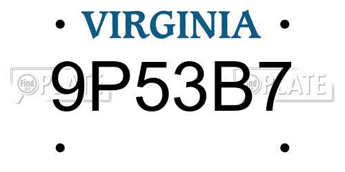 9P53B7 Virginia License Plate