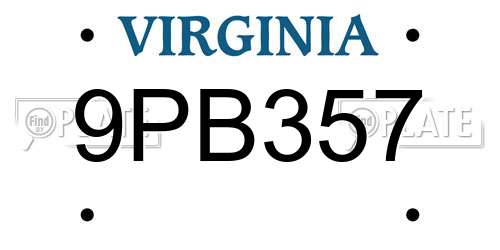 9PB357 Virginia License Plate
