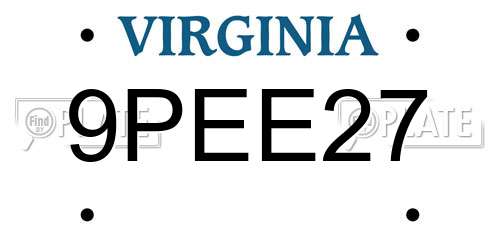 9PEE27 Virginia License Plate