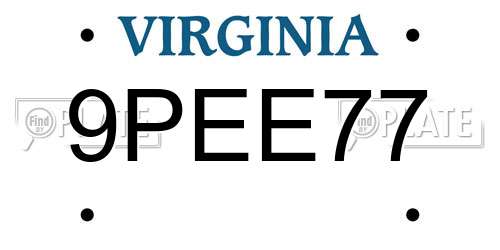 9PEE77 Virginia License Plate