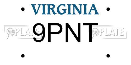 9PNT Virginia License Plate