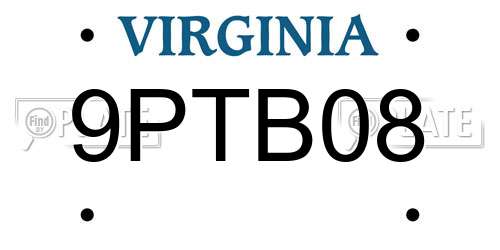 9PTB08 Virginia License Plate