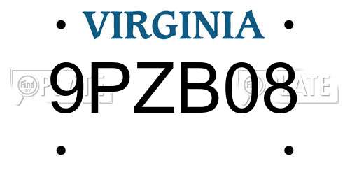 9PZB08 Virginia License Plate
