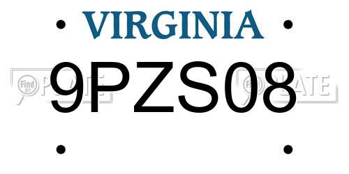 9PZS08 Virginia License Plate