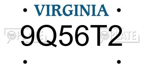 9Q56T2 Virginia License Plate