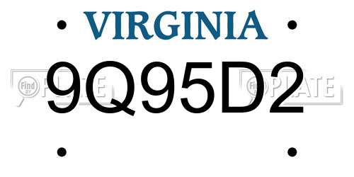 9Q95D2 Virginia License Plate