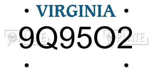 9Q95O2 Virginia License Plate