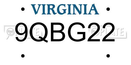 9QBG22 Virginia License Plate