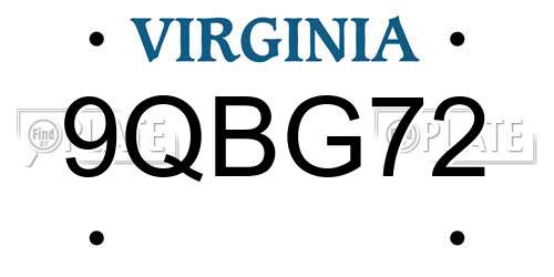 9QBG72 Virginia License Plate