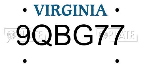 9QBG77 Virginia License Plate