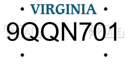 9QQN701 Virginia License Plate