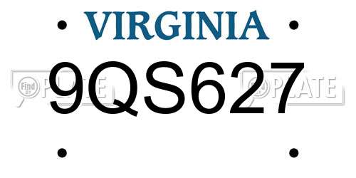 9QS627 Virginia License Plate