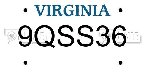 9QSS36 Virginia License Plate