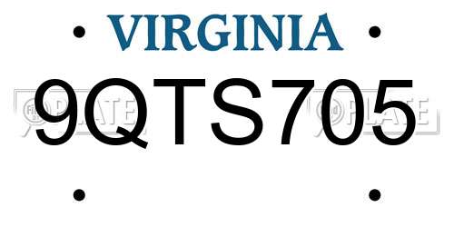 9QTS705 Virginia License Plate
