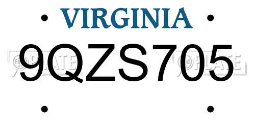 9QZS705 Virginia License Plate