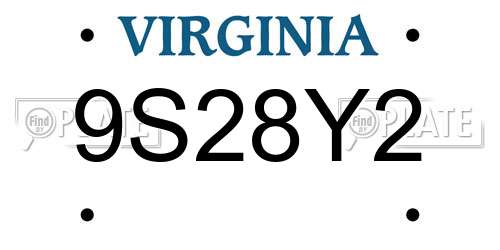 9S28Y2 Virginia License Plate