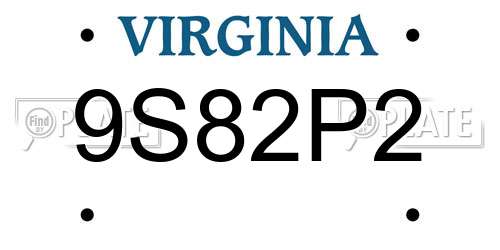 9S82P2 Virginia License Plate