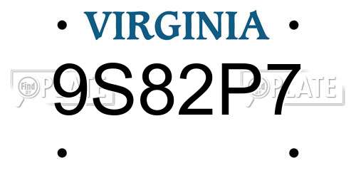 9S82P7 Virginia License Plate