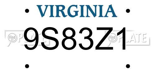 9S83Z1 Virginia License Plate