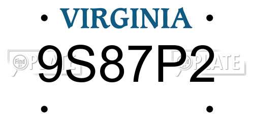 9S87P2 Virginia License Plate