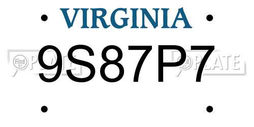 9S87P7 Virginia License Plate