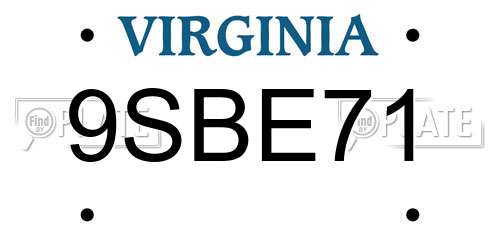 9SBE71 Virginia License Plate